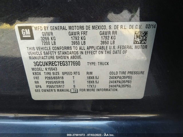 Chevrolet Silverado 1500 Lt 2014 3GCUKREC7EG377690 Image 9