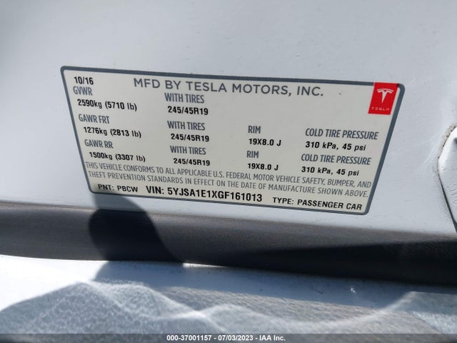Tesla Model S 70 Kwh 2016 5YJSA1E1XGF161013 Image 9