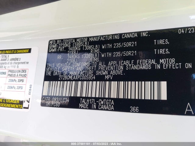 2023 Lexus RX, VIN: 2T2BCMEAXPC005954