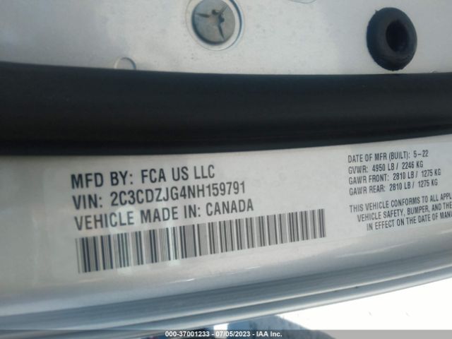 2C3CDZJG4NH159791 Dodge Challenger Gt