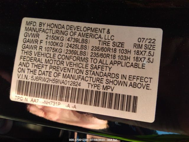 5J6RW2H59NA012824 Honda CR-V EX