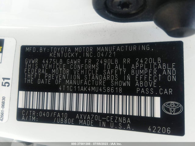 Toyota CAMRY LE 2021 4T1C11AK4MU458618 Image 9
