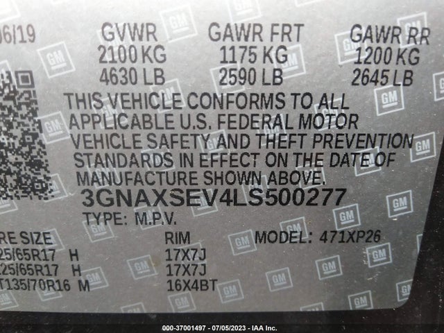 Chevrolet EQUINOX LS 2020 3GNAXSEV4LS500277 Image 9