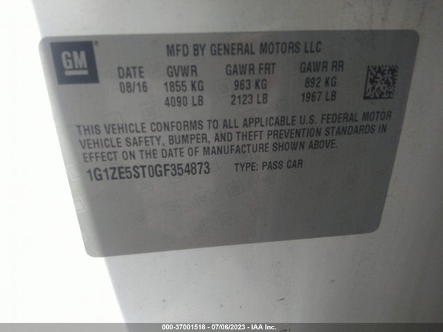 Chevrolet MALIBU LT 2016 1G1ZE5ST0GF354873 Image 9
