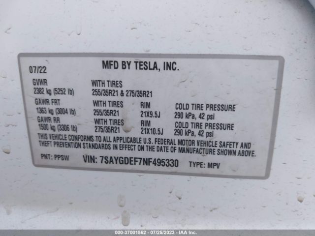 7SAYGDEF7NF495330 Tesla Model Y Performance