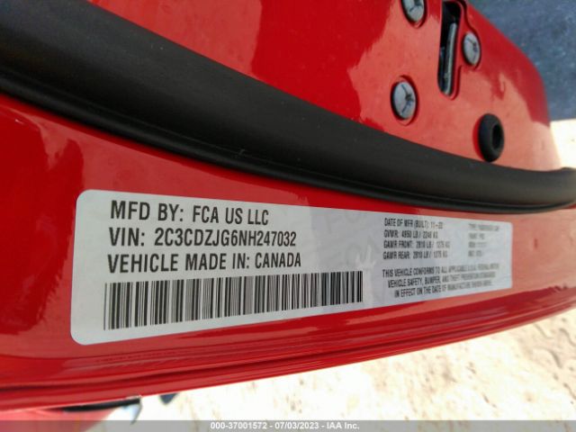 2C3CDZJG6NH247032 Dodge Challenger Gt