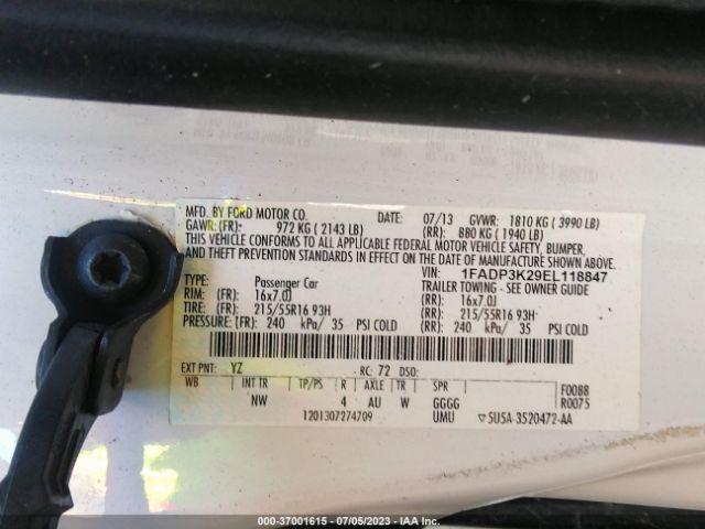 1FADP3K29EL118847 Ford FOCUS SE