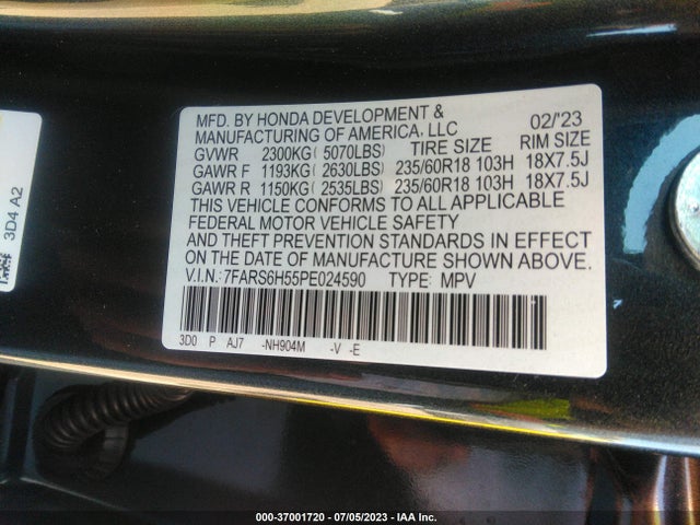 2023 HONDA CR-V HYBRID SPORT VIN: 7FARS6H55PE024590