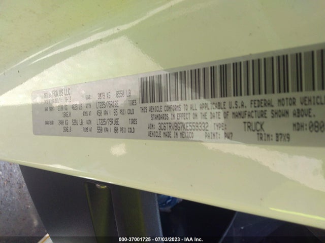 3C6TRVBG7KE559332 RAM Promaster Cargo Van