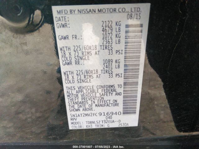 5N1AT2MV2FC916940 Nissan Rogue Sl