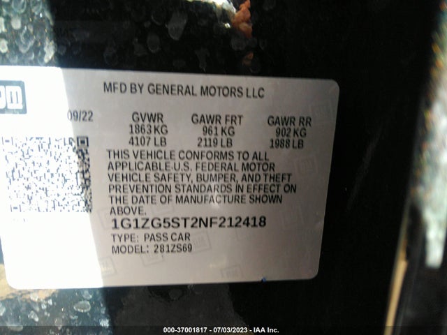 Chevrolet MALIBU RS 2022 1G1ZG5ST2NF212418 Image 16