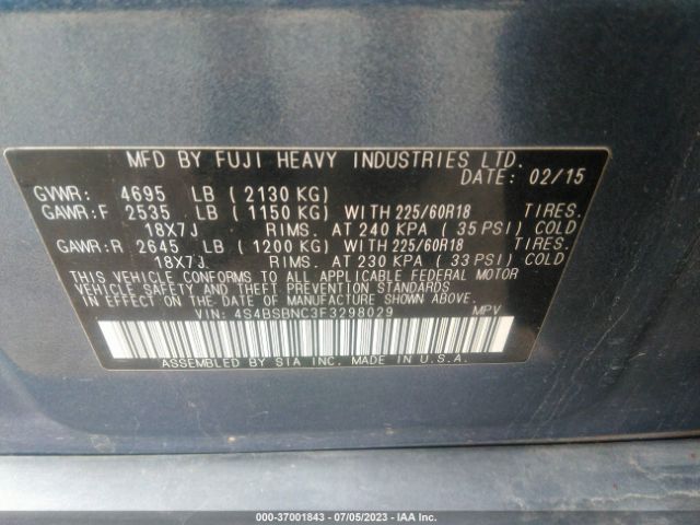 4S4BSBNC3F3298029 Subaru Outback 2.5i Limited