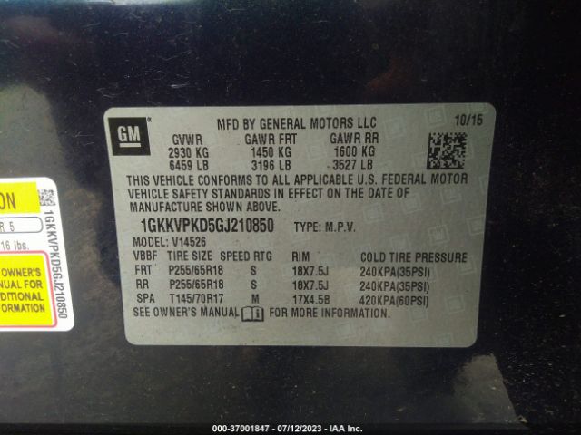 1GKKVPKD5GJ210850 GMC ACADIA SLE