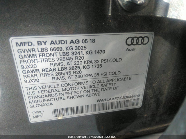 WA1LAAF7XJD046430 Audi Q7 Premium Plus