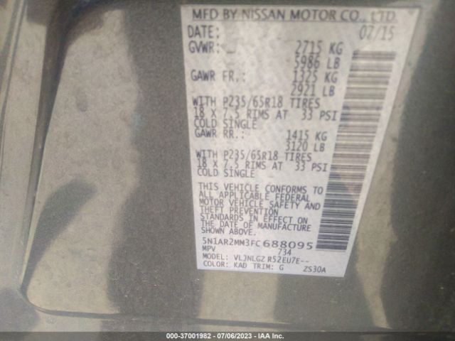 5N1AR2MM3FC688095 Nissan Pathfinder Sl