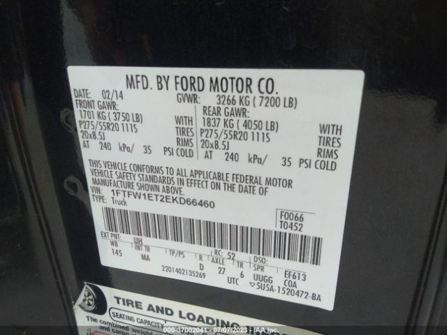 1FTFW1ET2EKD66460 Ford F-150 Xl/xlt/fx4/lariat