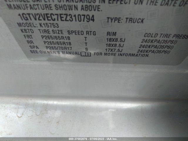 1GTV2VEC7EZ310794 GMC Sierra 1500 Slt