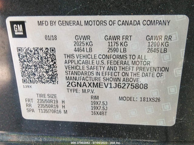 Chevrolet Equinox Premier 2018 2GNAXMEV1J6275808 Image 9