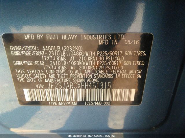 JF2SJARCXHH451315 Subaru Forester Limited