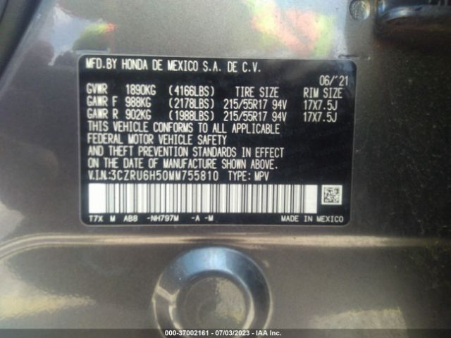 3CZRU6H50MM755810 Honda Hr-v Awd Ex