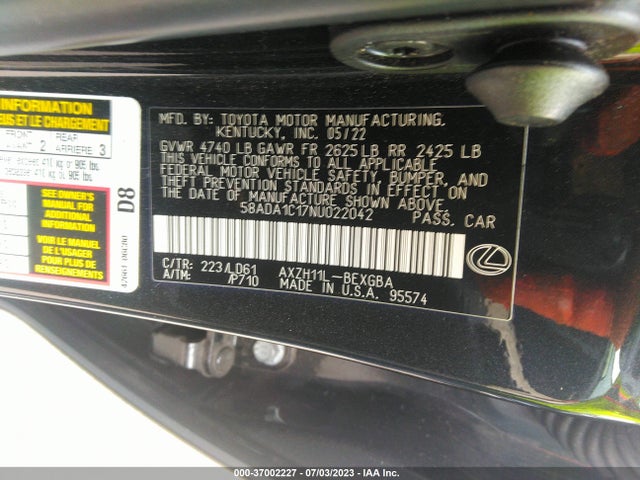 58ADA1C17NU022042 Lexus Es Es 300h