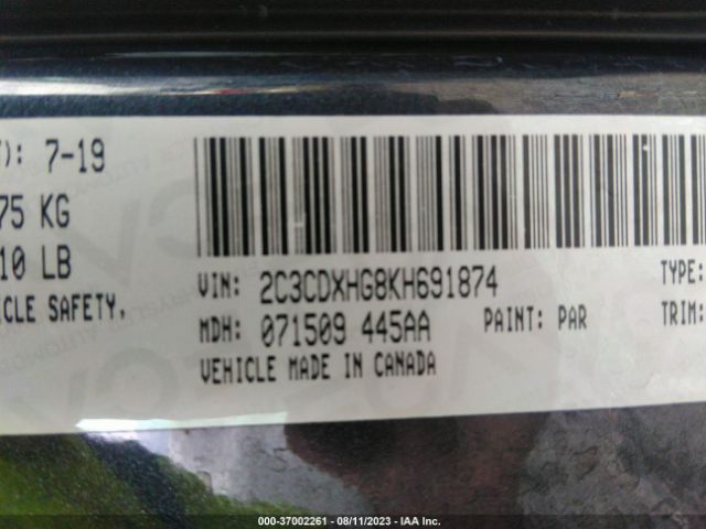 2C3CDXHG8KH691874 Dodge CHARGER GT