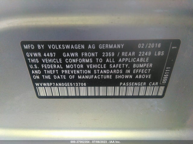 WVWBP7AN0GE513706 Volkswagen Cc Trend