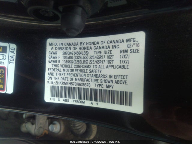 Honda CR-V EX 2016 2HKRM4H57GH635376 Image 9