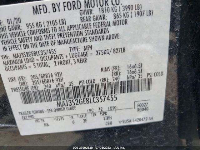 MAJ3S2GE8LC357455 Ford Ecosport Se
