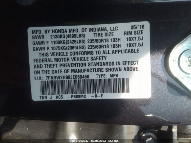 7FARW2H98JE060460 Honda Cr-v Touring