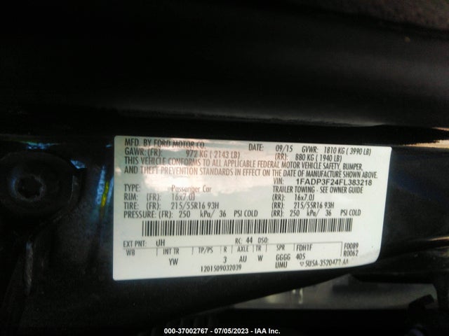 Aukcja sprzedaży 2015 Ford Focus Se, vin: 1FADP3F24FL383218, numer aukcji: 37002767