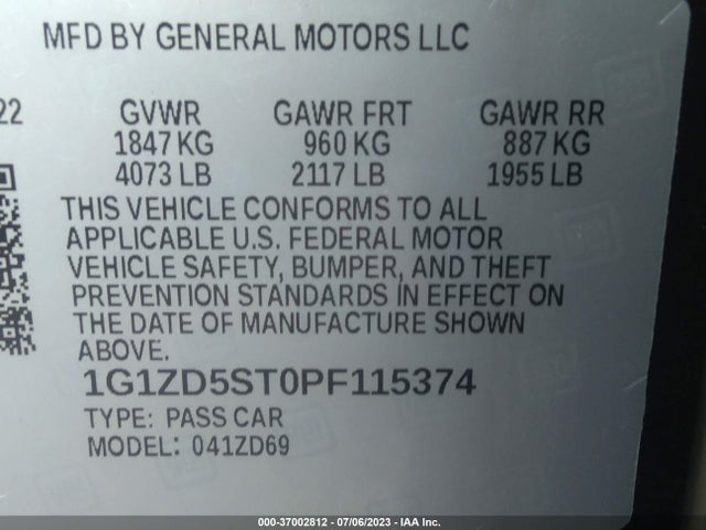 Chevrolet MALIBU LT 2023 1G1ZD5ST0PF115374 Image 9
