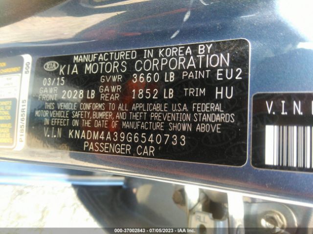 KNADM4A39G6540733 KIA RIO LX