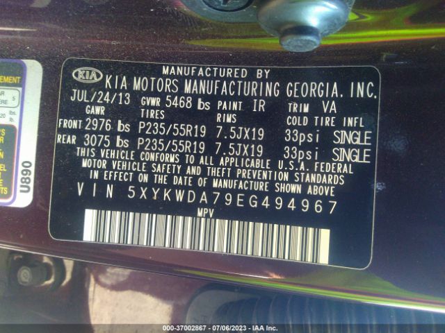 5XYKWDA79EG494967 KIA SORENTO SX