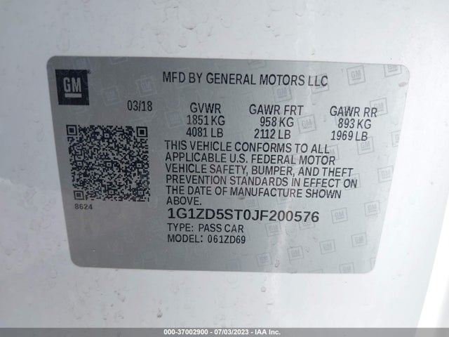 Chevrolet MALIBU LT 2018 1G1ZD5ST0JF200576 Image 9