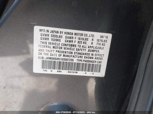 Honda FIT LX 2016 JHMGK5H51GS007235 Image 16