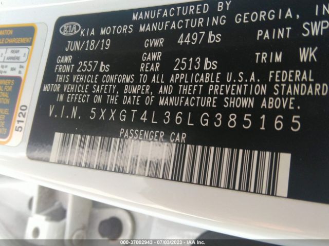 5XXGT4L36LG385165 KIA Optima Lx