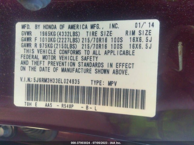 Honda CR-V LX 2014 5J6RM3H33EL024935 Image 15