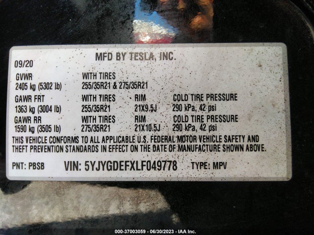 Tesla Model Y Performance 2020 5YJYGDEFXLF049778 Image 15