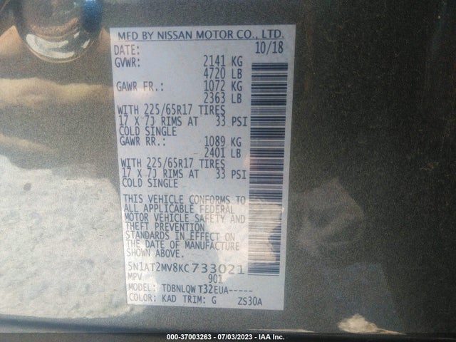 Nissan ROGUE SV 2019 5N1AT2MV8KC733021 Image 9