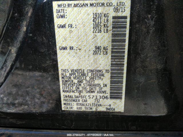1N4AL3AP8FC571306 Nissan Altima 2.5 Sv