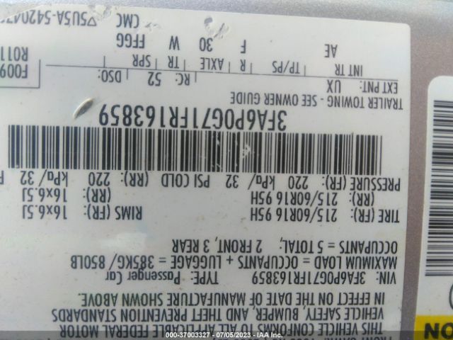 3FA6P0G71FR163859 Ford FUSION S