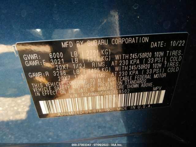 4S4WMAMD6N3469502 Subaru Ascent Limited