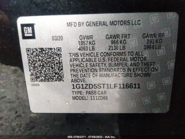 Chevrolet MALIBU LT 2020 1G1ZD5ST1LF116611 Image 9