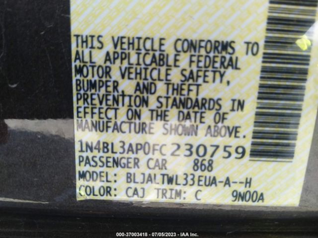 1N4BL3AP0FC230759 Nissan Altima 3.5 Sl