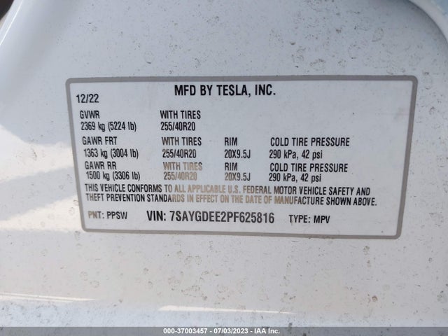 Tesla Model Y Long Range 2023 7SAYGDEE2PF625816 Image 16