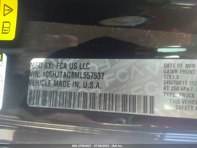 1C6HJTAG8ML557537 Jeep Gladiator Sport S