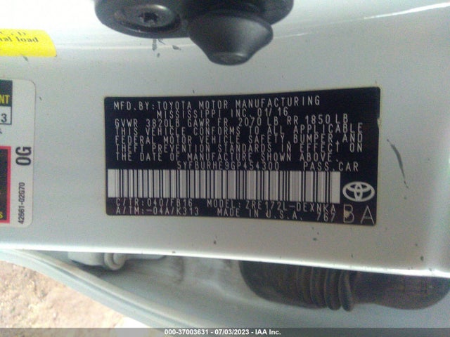 Toyota Corolla L/le/s/s Plus/le Plus 2016 5YFBURHE9GP454300 Image 9
