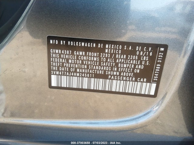 3VW4T7AJ4HM245611 Volkswagen JETTA GLI