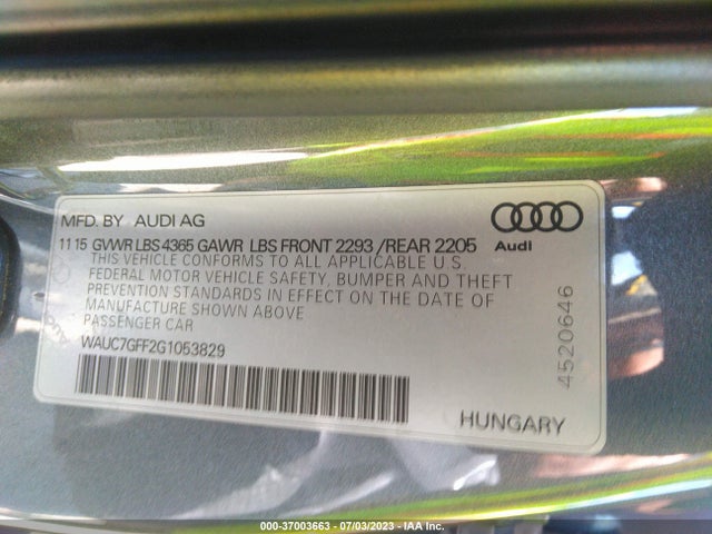 WAUC7GFF2G1053829 Audi A3 1.8t Premium Plus